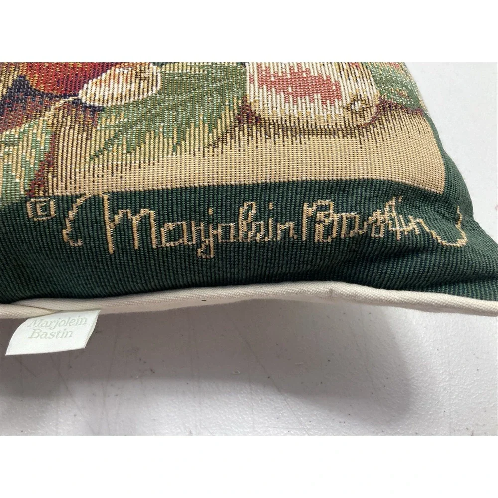 Vtg Marjolein Bastin Tapestry Throw Pillow Apple Fruit Basket Butterfly 16x12